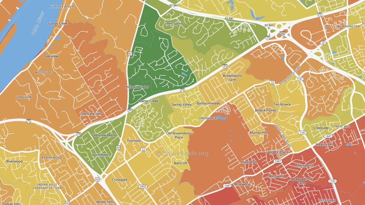 Spring Valley, KY Map of Drug-Related Crime Rates