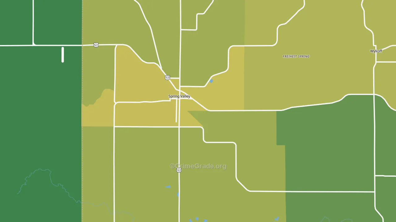 Spring Valley, MN Map of Drug-Related Crime Rates
