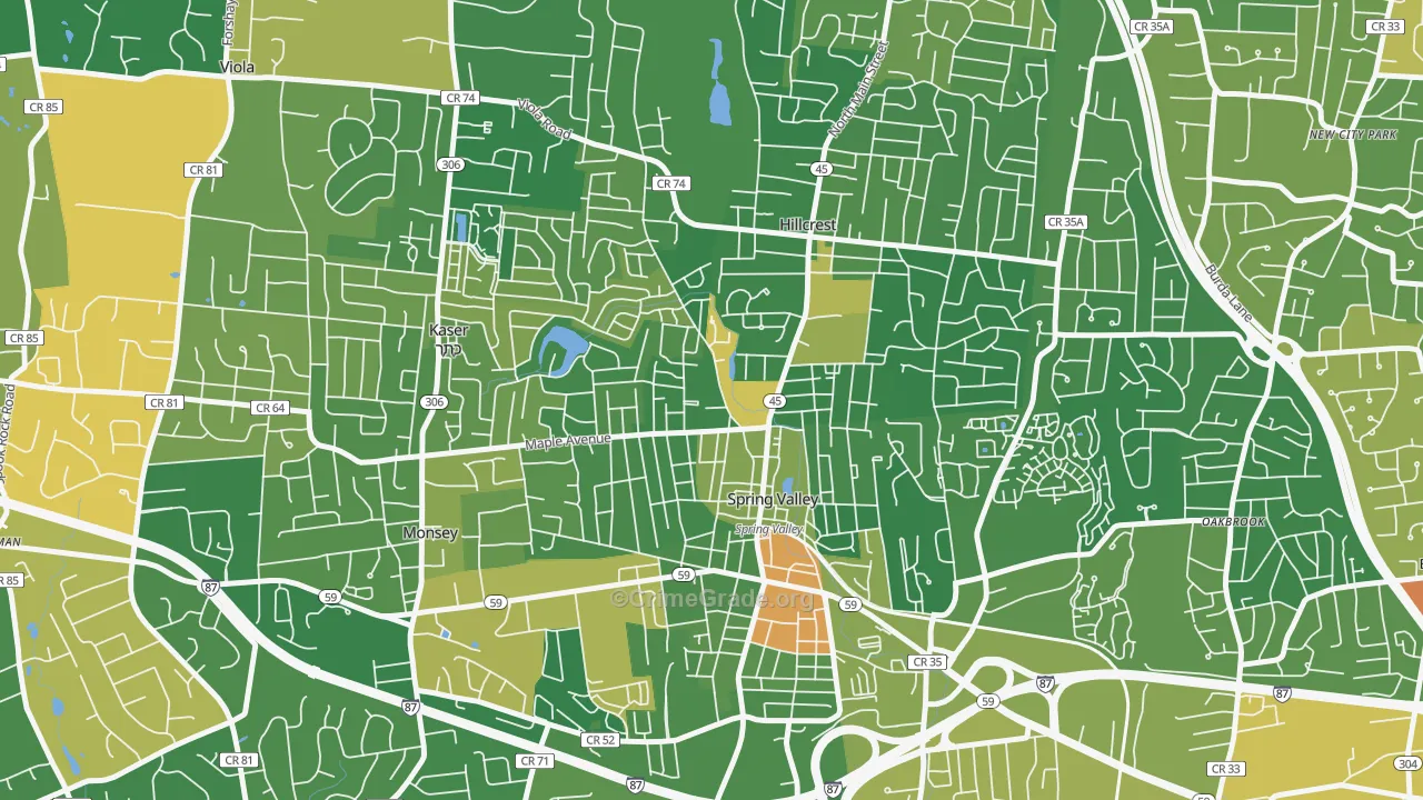 Spring Valley, NY Map of Drug-Related Crime Rates