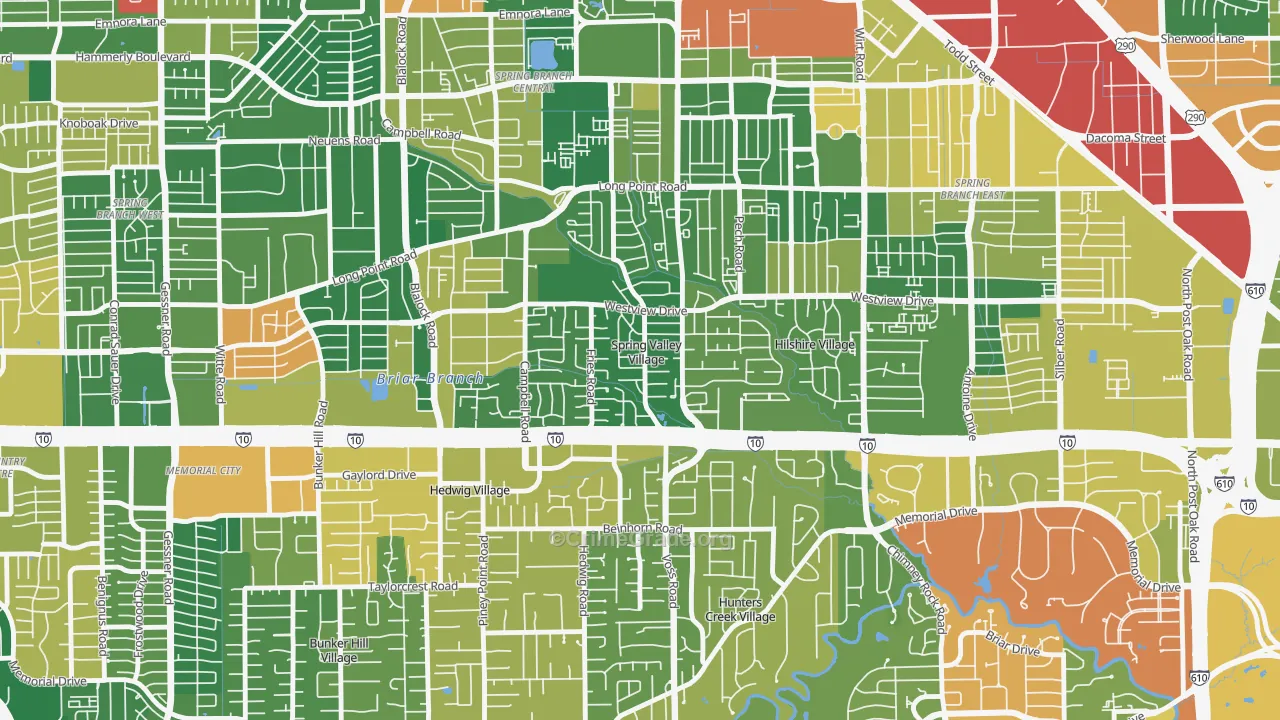 Spring Valley, TX Map of Drug-Related Crime Rates