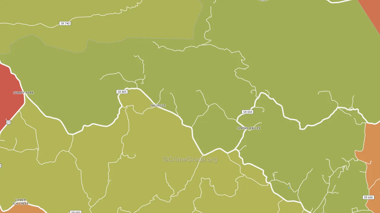 Spring Valley, VA Map of Drug-Related Crime Rates
