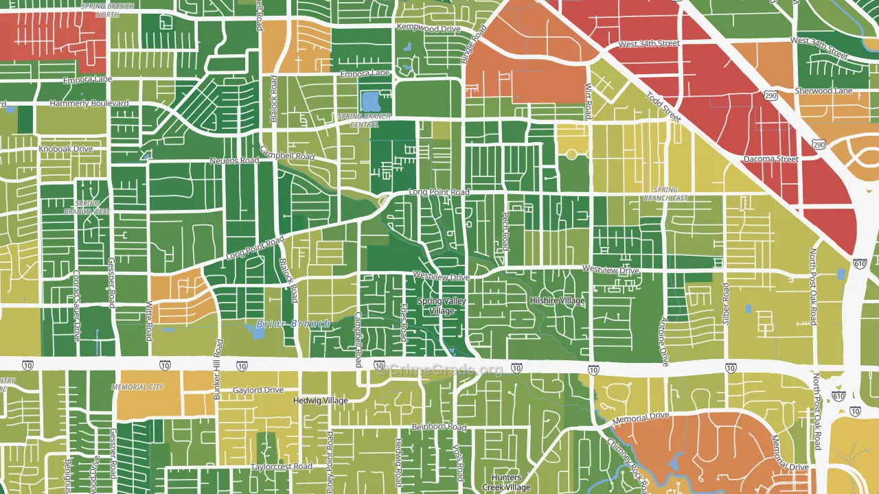 Spring Valley Village, TX Map of Drug-Related Crime Rates