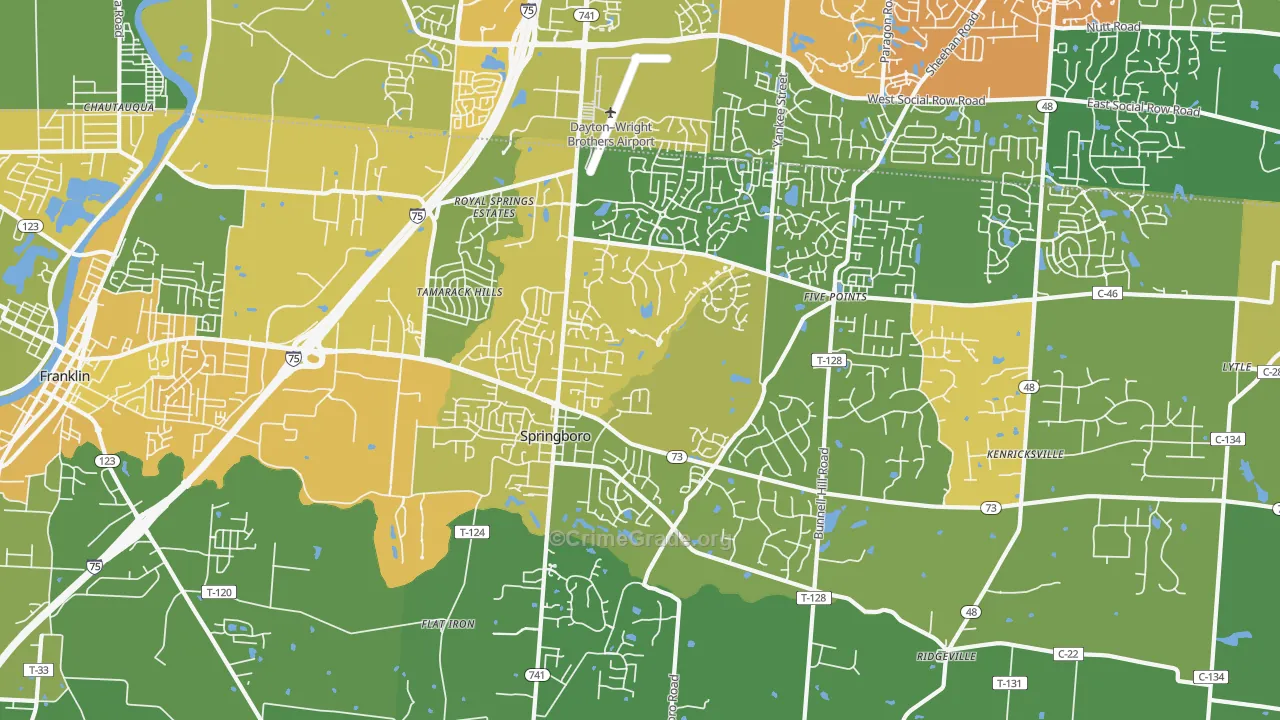 Springboro, OH Map of Drug-Related Crime Rates