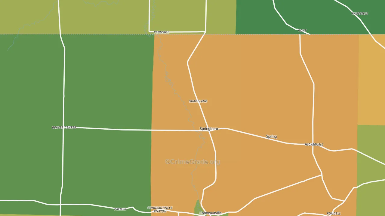Springboro, PA Map of Drug-Related Crime Rates