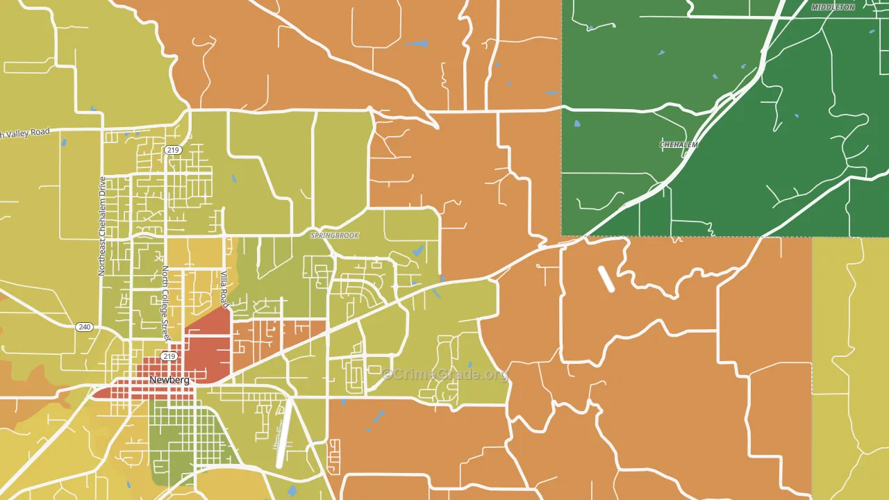 Springbrook, OR Map of Drug-Related Crime Rates