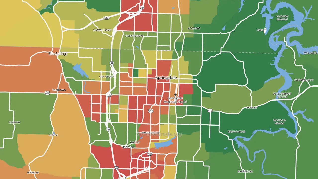 Springdale, AR Map of Drug-Related Crime Rates