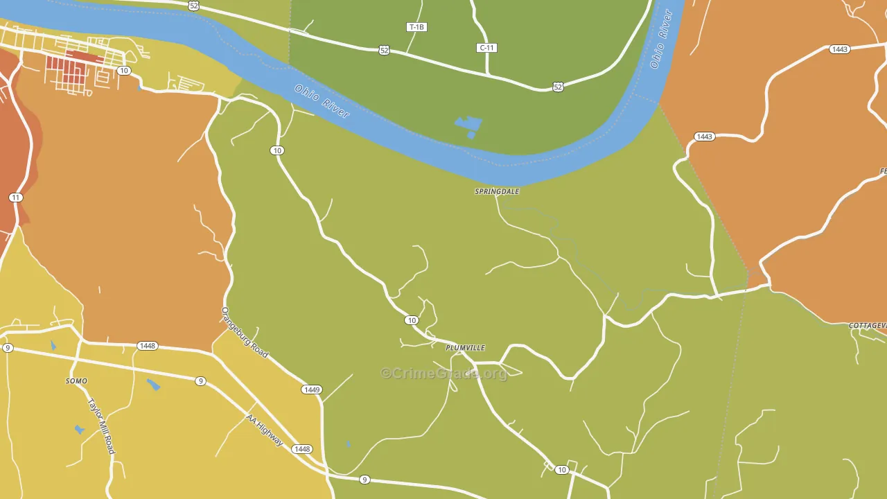 Springdale, KY Map of Drug-Related Crime Rates