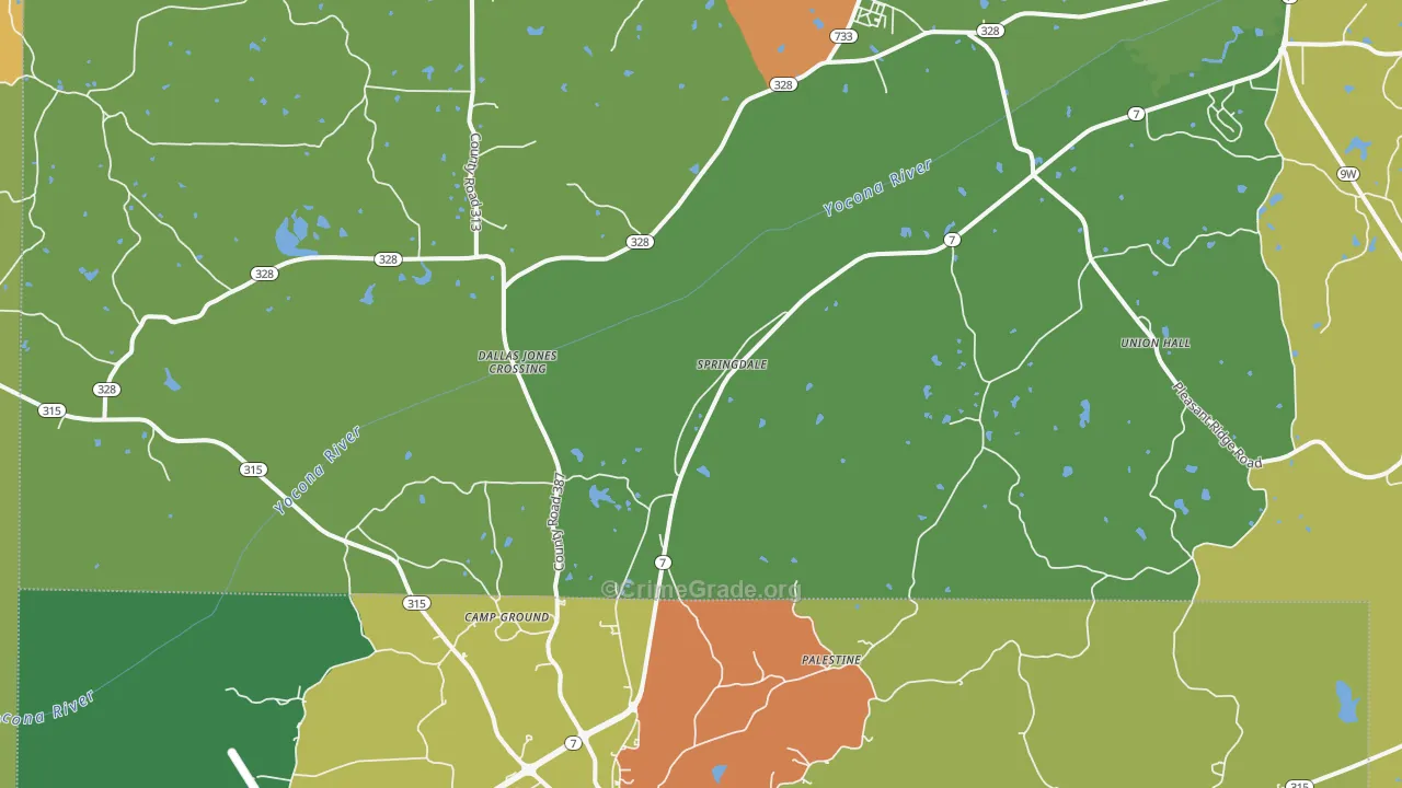 Springdale, MS Map of Drug-Related Crime Rates
