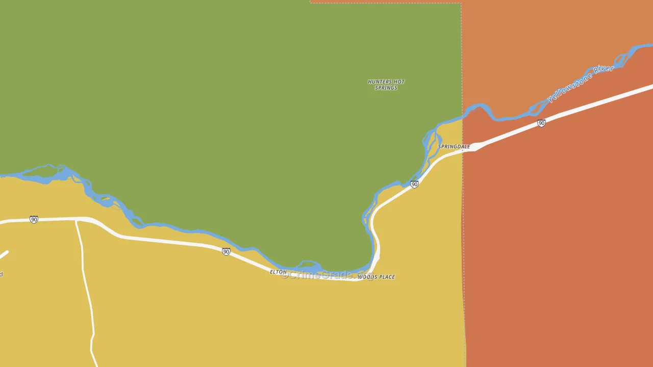 Springdale, MT Map of Drug-Related Crime Rates