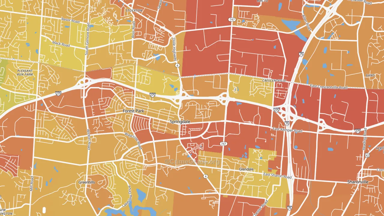Springdale, OH Map of Drug-Related Crime Rates