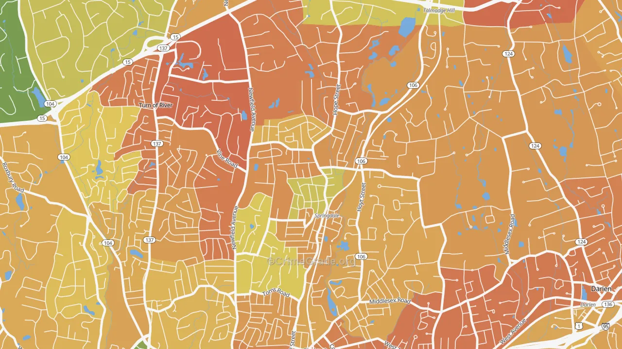 Springdale, Stamford, CT Map of Drug-Related Crime Rates