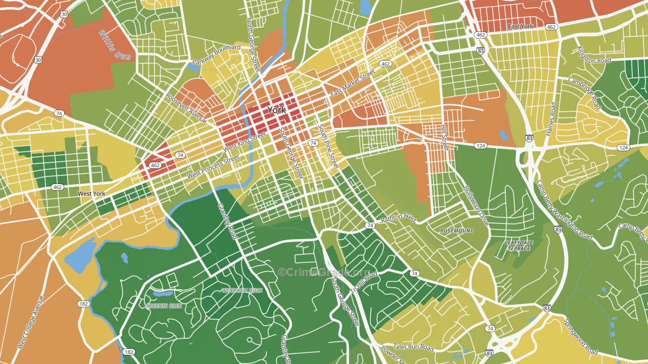 Springdale, York, PA Map of Drug-Related Crime Rates