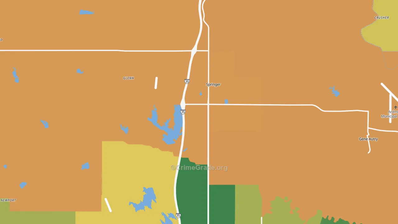 Springer, OK Map of Drug-Related Crime Rates