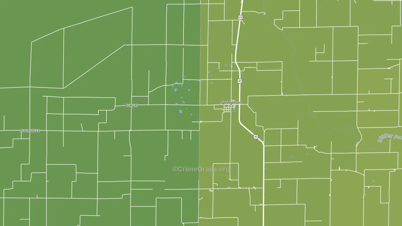 Springerton, IL Map of Drug-Related Crime Rates