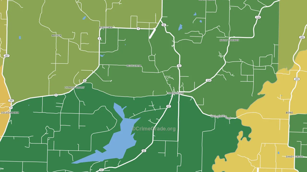 Springfield, AR Map of Drug-Related Crime Rates
