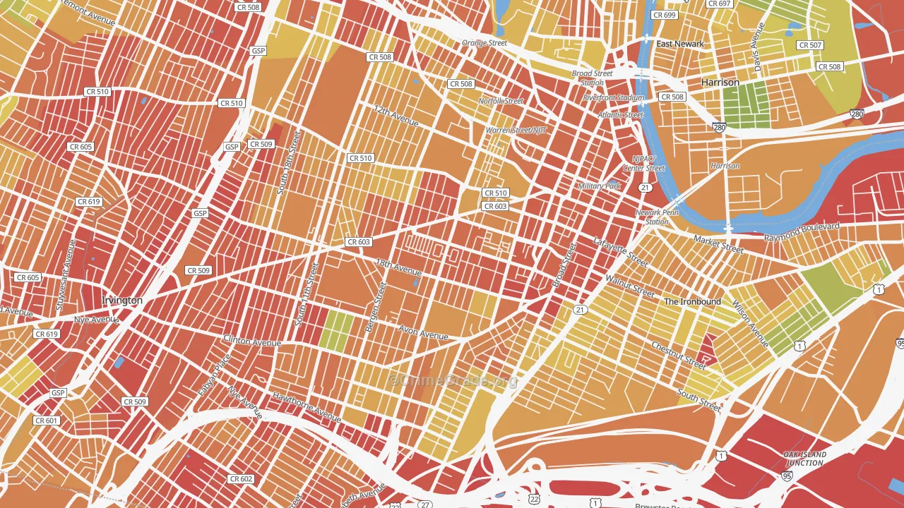 Springfield-Belmont, Newark, NJ Map of Drug-Related Crime Rates