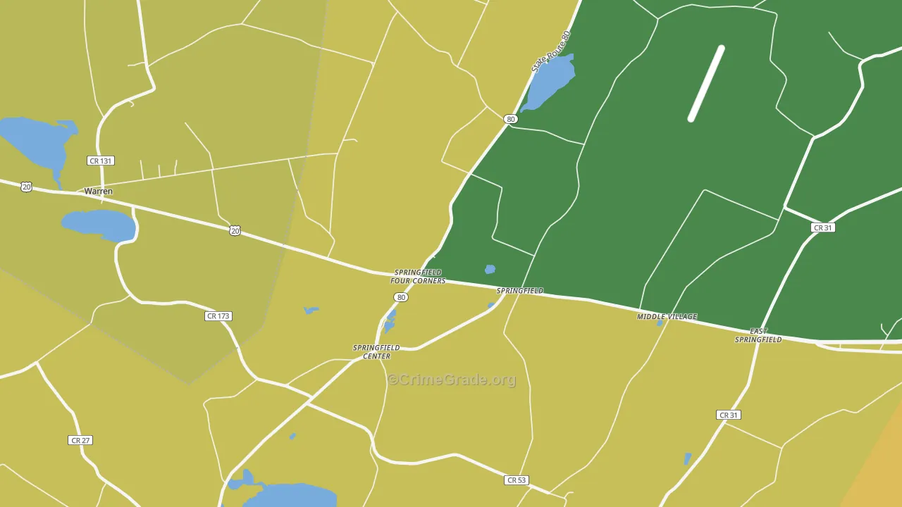 Springfield Center, NY Map of Drug-Related Crime Rates