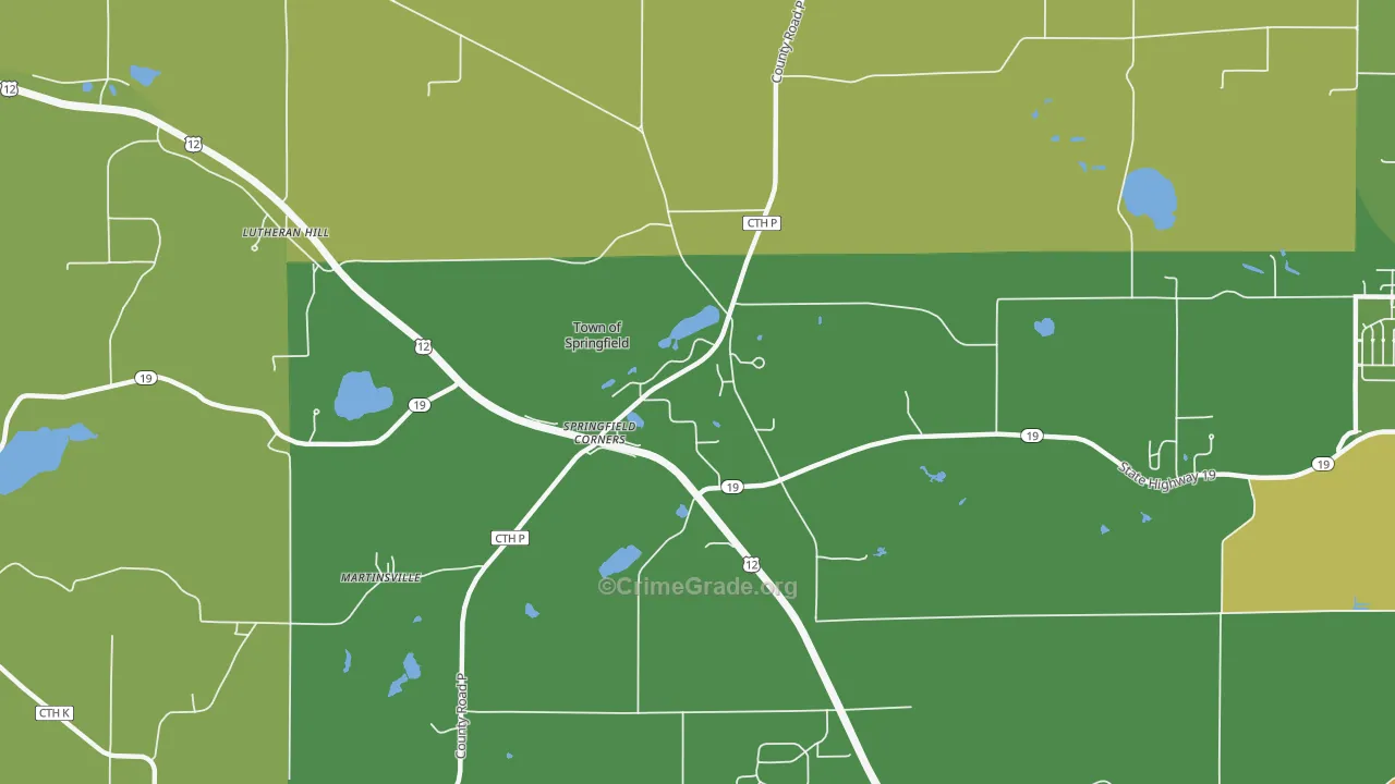Springfield Corners, WI Map of Drug-Related Crime Rates