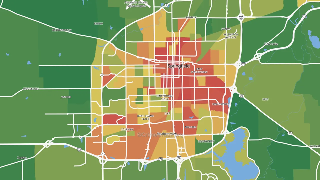 Springfield, IL Map of Drug-Related Crime Rates