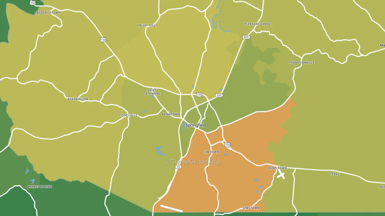 Springfield, KY Map of Drug-Related Crime Rates