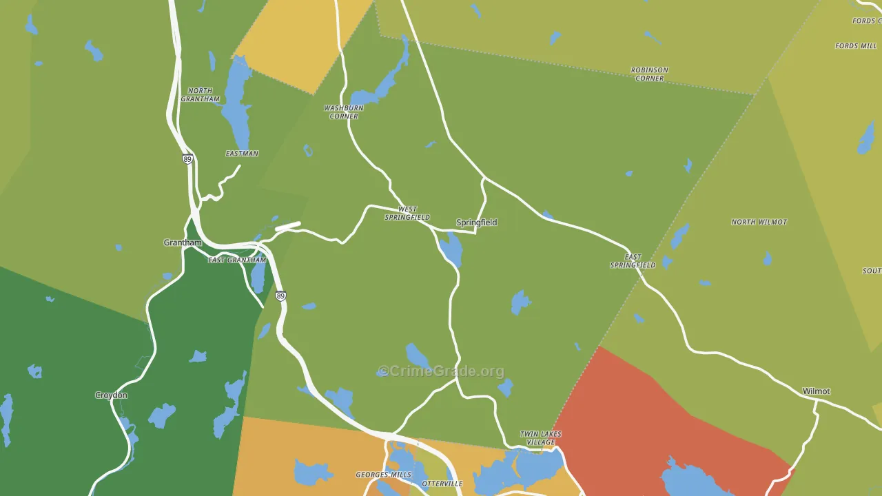 Springfield, NH Map of Drug-Related Crime Rates