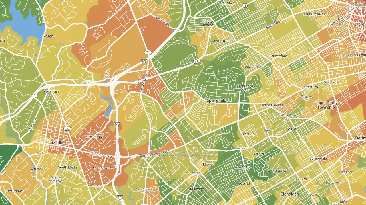 Springfield, PA Map of Drug-Related Crime Rates