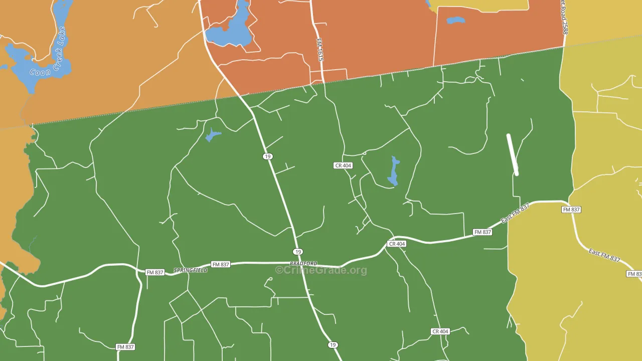 Springfield, TX Map of Drug-Related Crime Rates