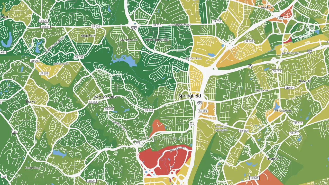 Springfield, VA Map of Drug-Related Crime Rates