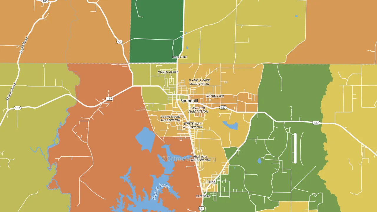 Springhill, LA Map of Drug-Related Crime Rates