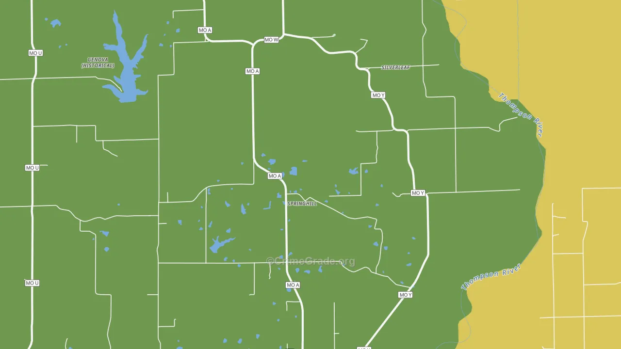 Springhill, MO Map of Drug-Related Crime Rates