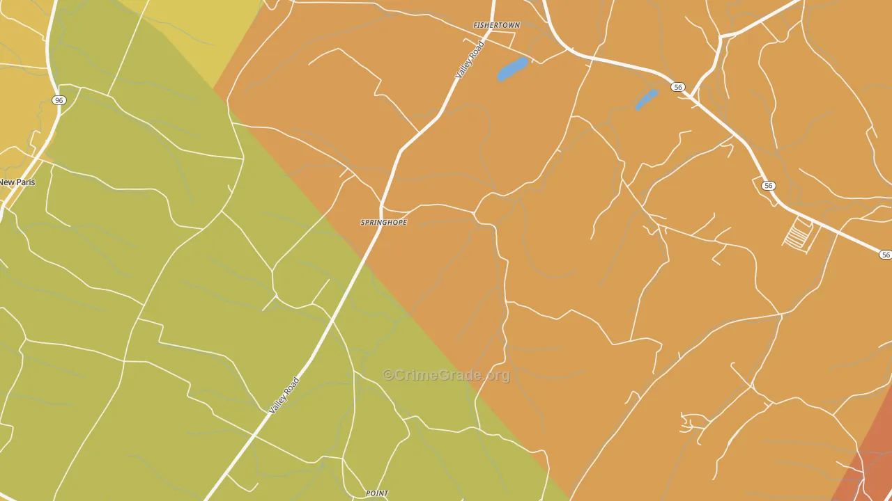 Springhope, PA Map of Drug-Related Crime Rates