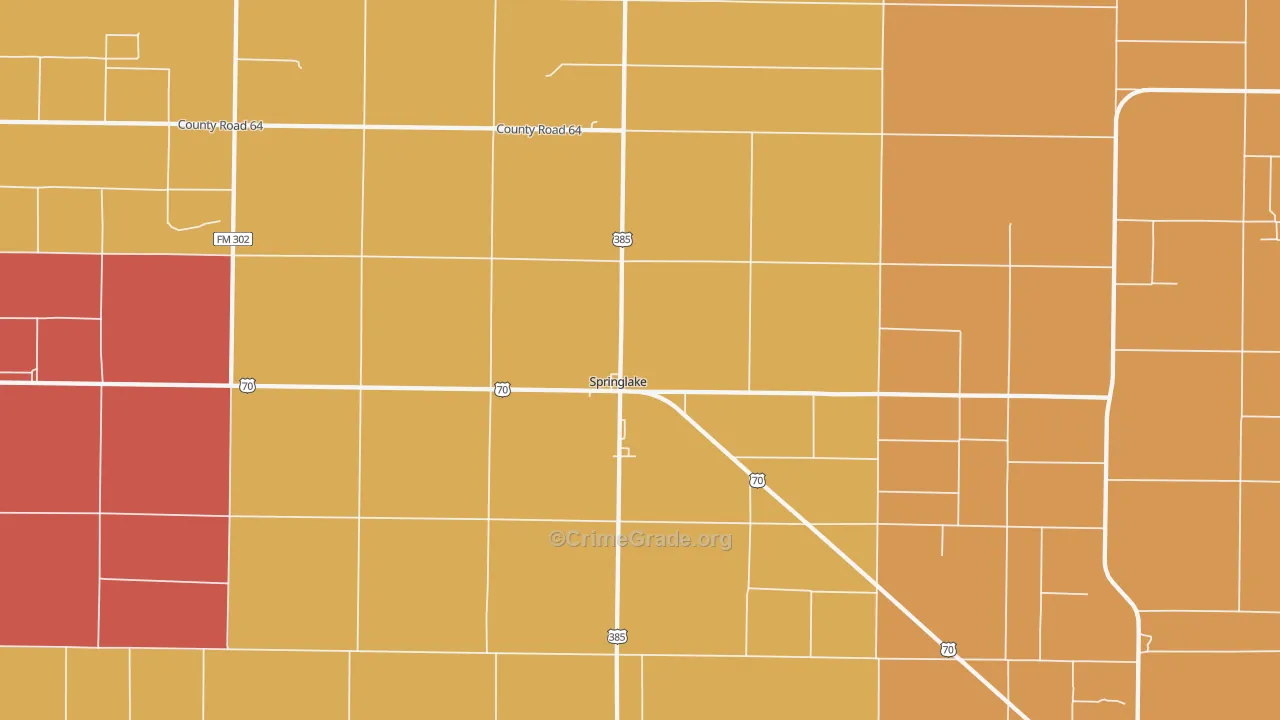 Springlake, TX Map of Drug-Related Crime Rates