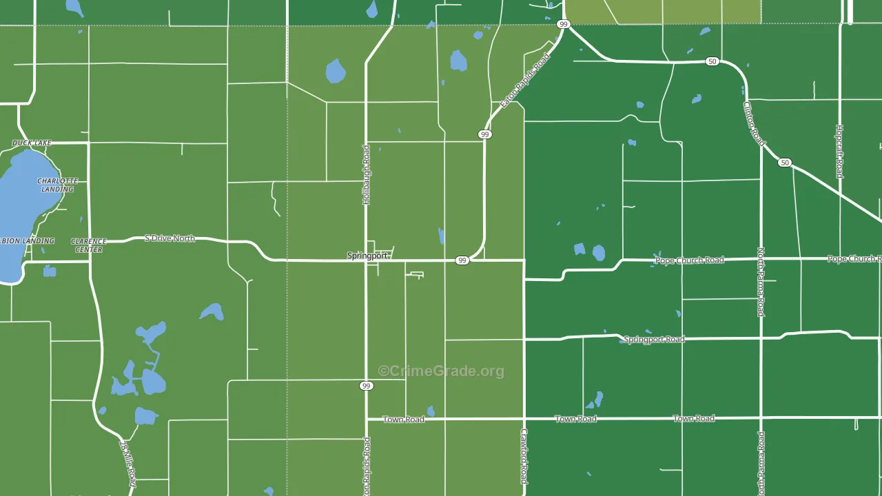 Springport, MI Map of Drug-Related Crime Rates