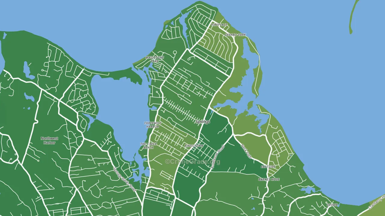 Springs, NY Map of Drug-Related Crime Rates