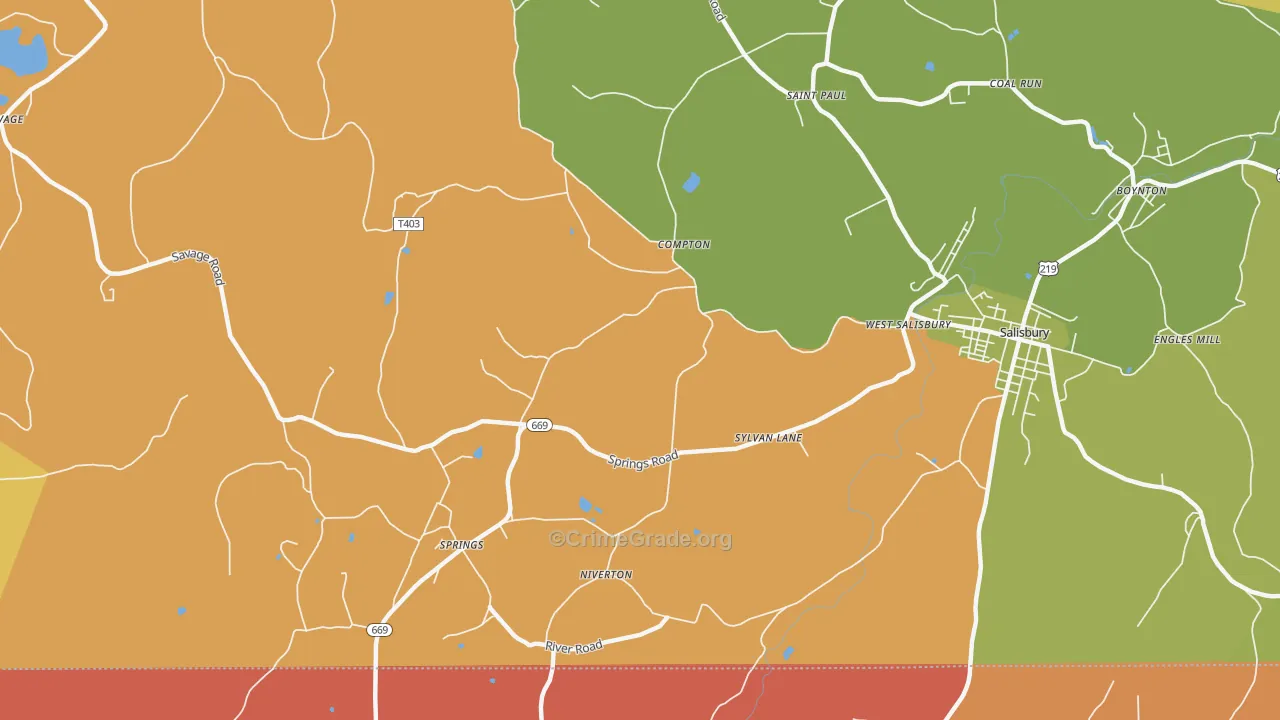 Springs, PA Map of Drug-Related Crime Rates