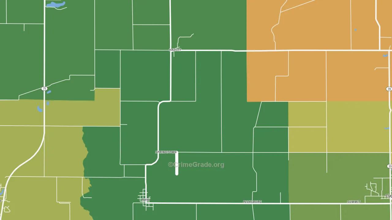 Springtown, IN Map of Drug-Related Crime Rates