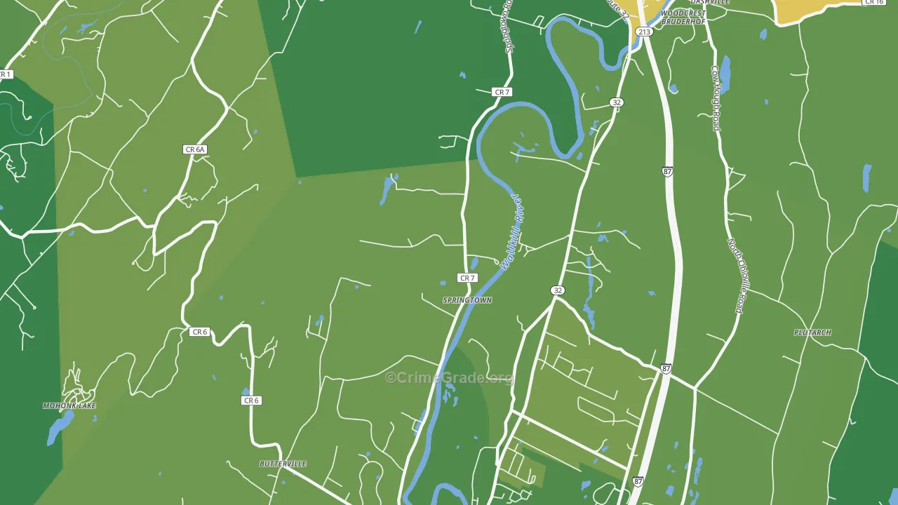 Springtown, NY Map of Drug-Related Crime Rates
