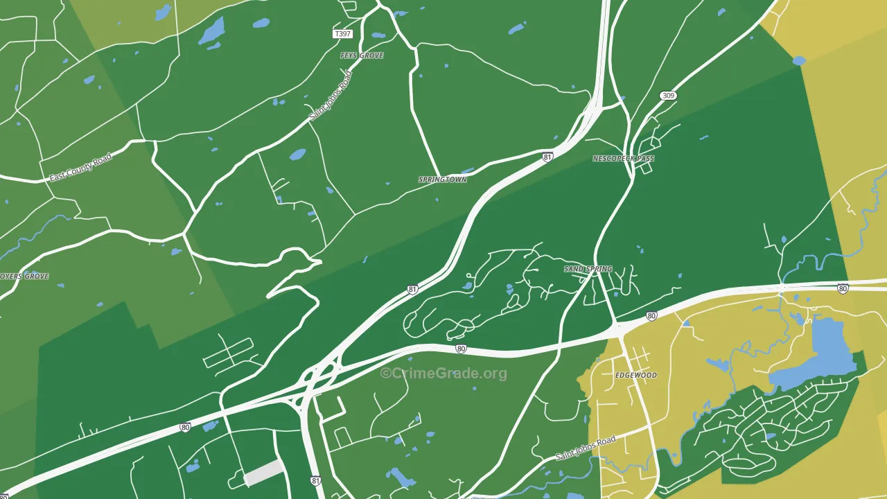 Springtown, PA Map of Drug-Related Crime Rates