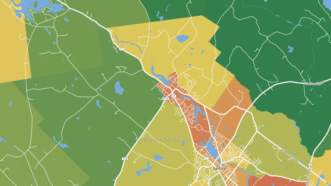Springvale, ME Map of Drug-Related Crime Rates