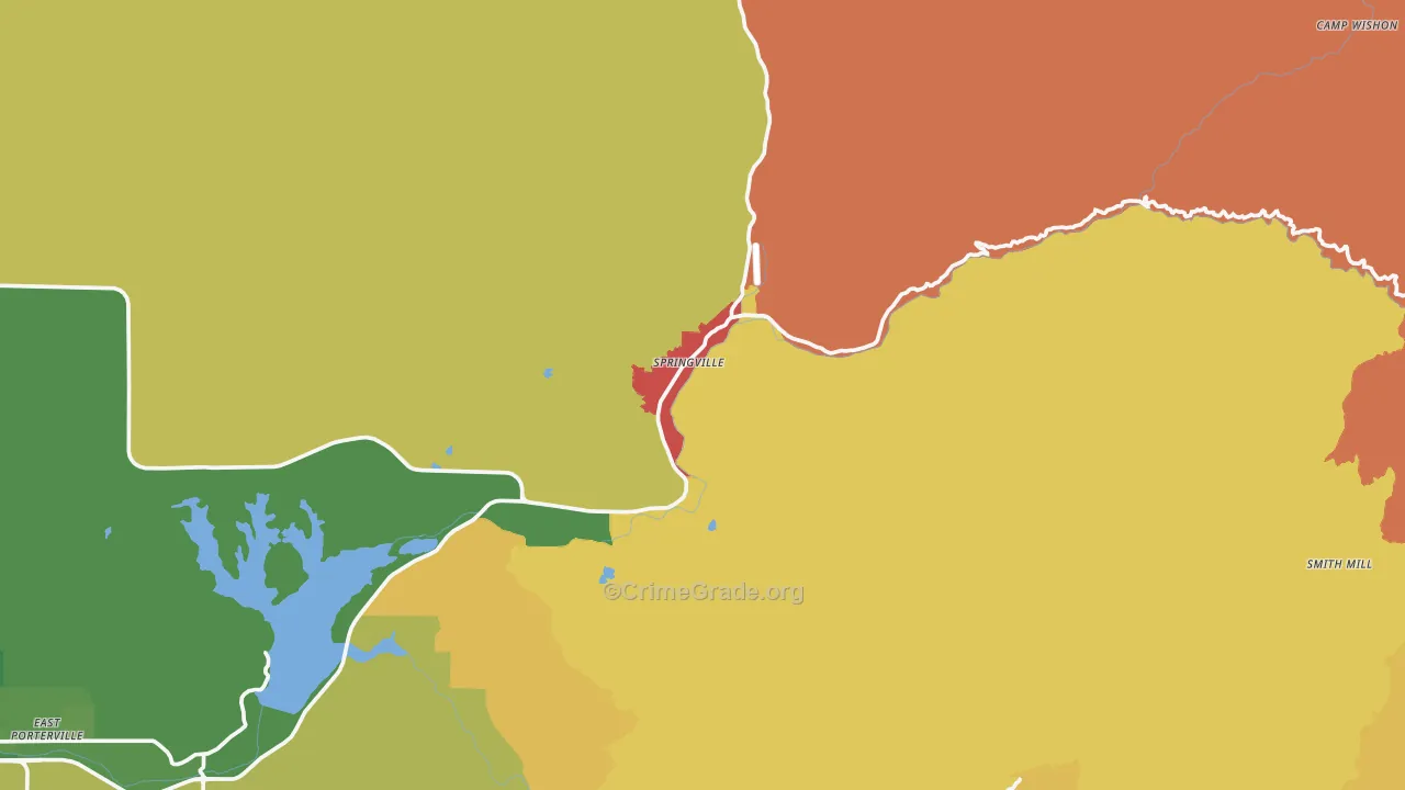 Springville, CA Map of Drug-Related Crime Rates