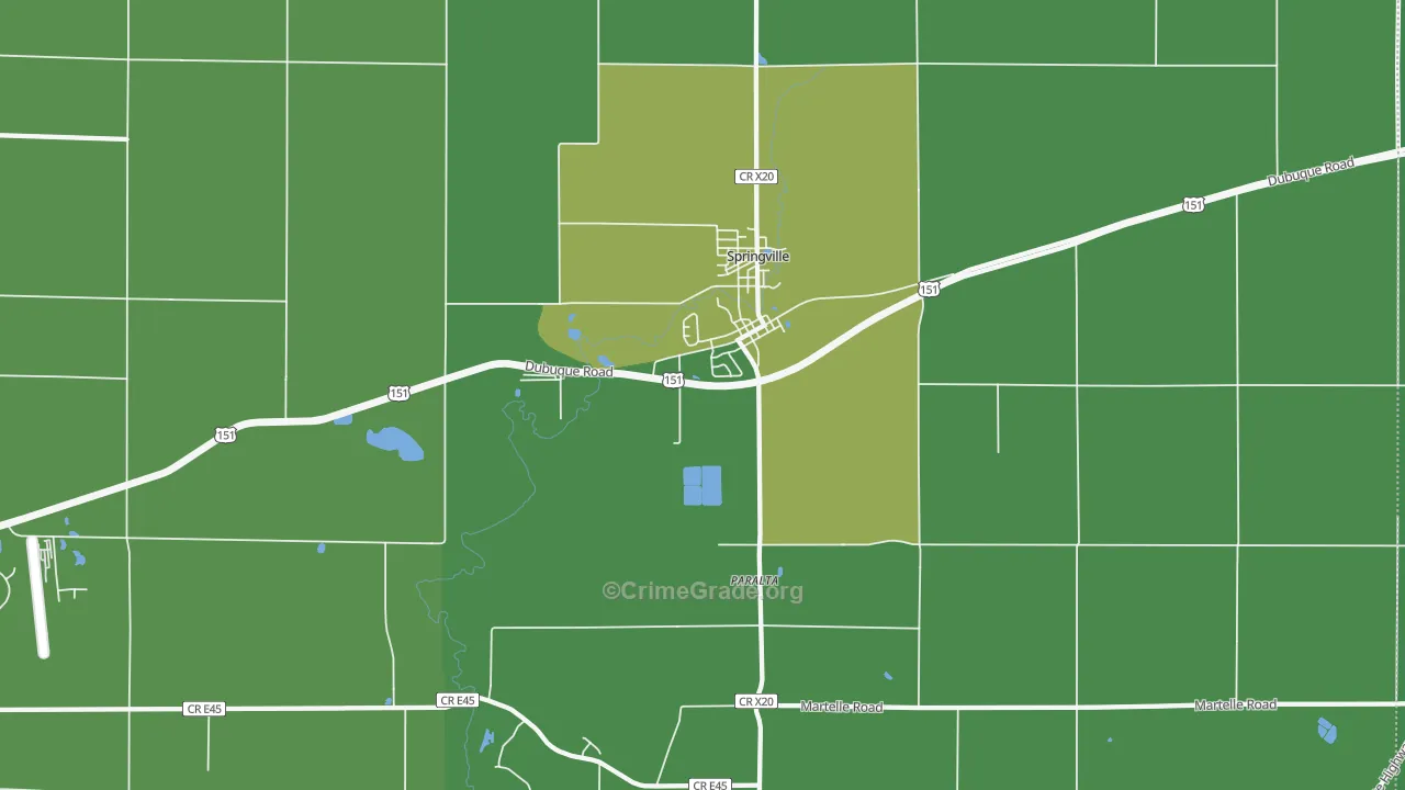 Springville, IA Map of Drug-Related Crime Rates