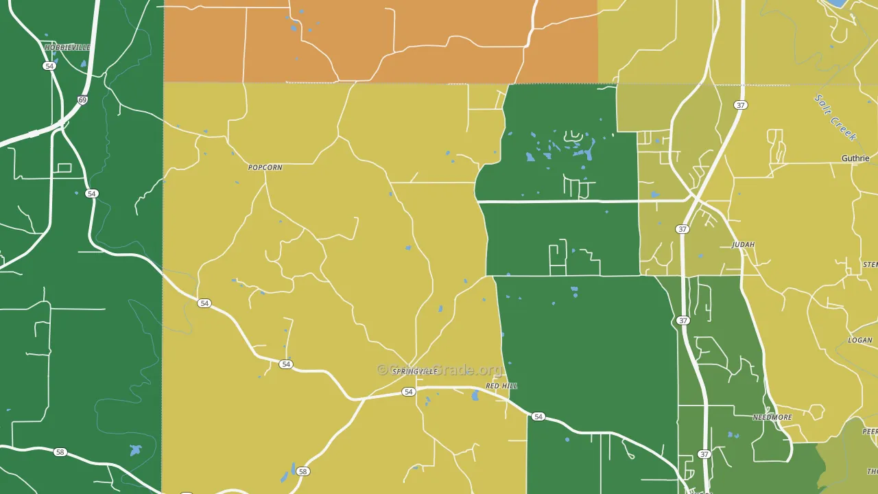 Springville, IN Map of Drug-Related Crime Rates