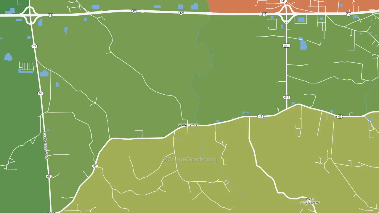 Springville, LA Map of Drug-Related Crime Rates