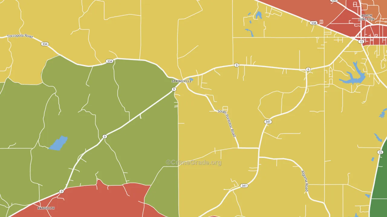 Springville, MS Map of Drug-Related Crime Rates
