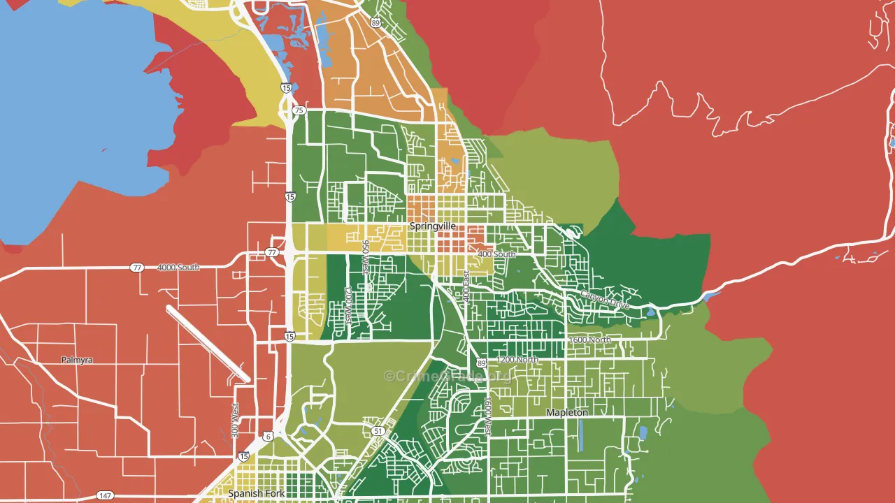 Springville, UT Map of Drug-Related Crime Rates
