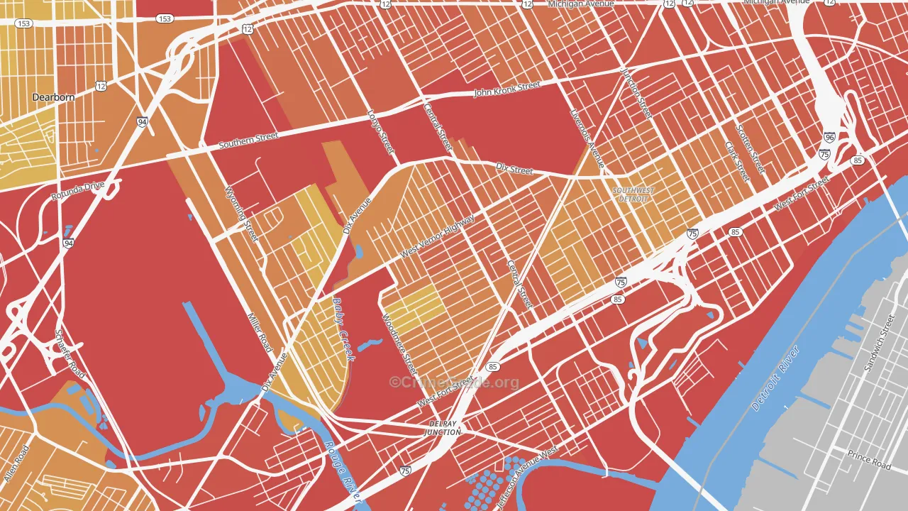 Springwells, Detroit, MI Map of Drug-Related Crime Rates