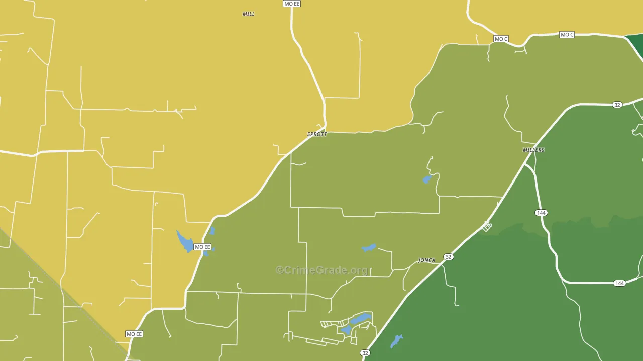 Sprott, MO Map of Drug-Related Crime Rates