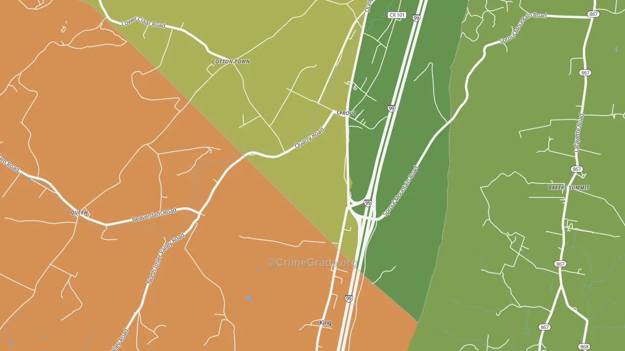 Sproul, PA Map of Drug-Related Crime Rates