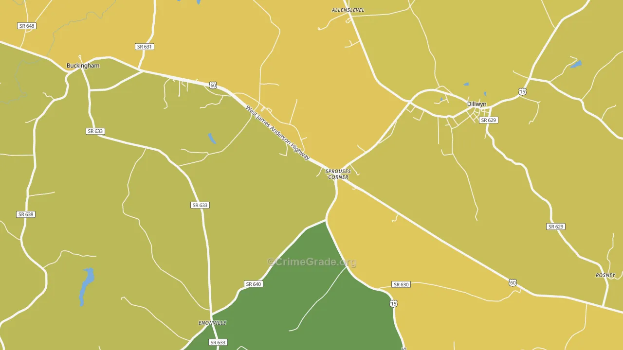 Sprouses Corner, VA Map of Drug-Related Crime Rates