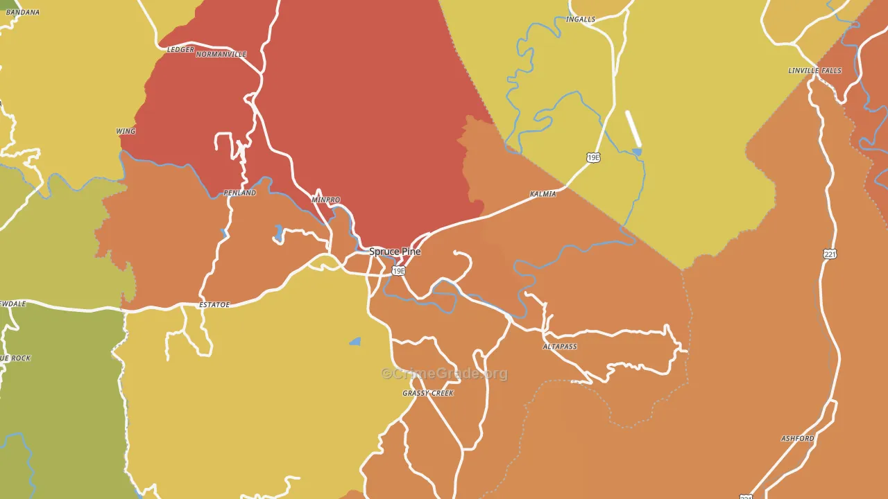 Spruce Pine, NC Map of Drug-Related Crime Rates